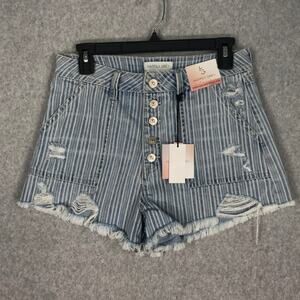 Happily Gray Shorts Womens 9 29 Jeans Wedge Cut‎ Off Distressed Striped Grunge